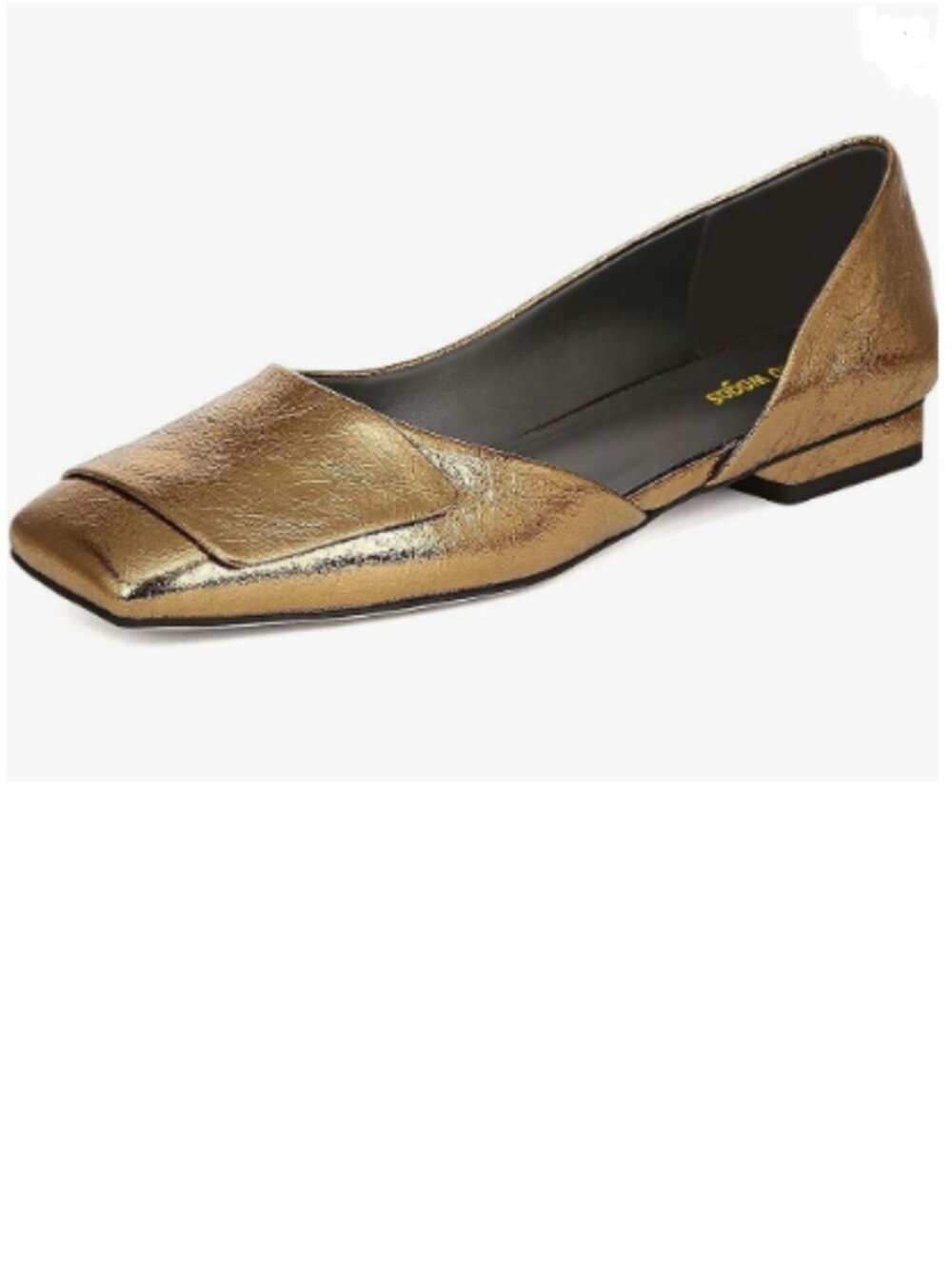 Gold Fashion Side Cut Block Low Heel Square Toe Slip On Working Shopping Shoe